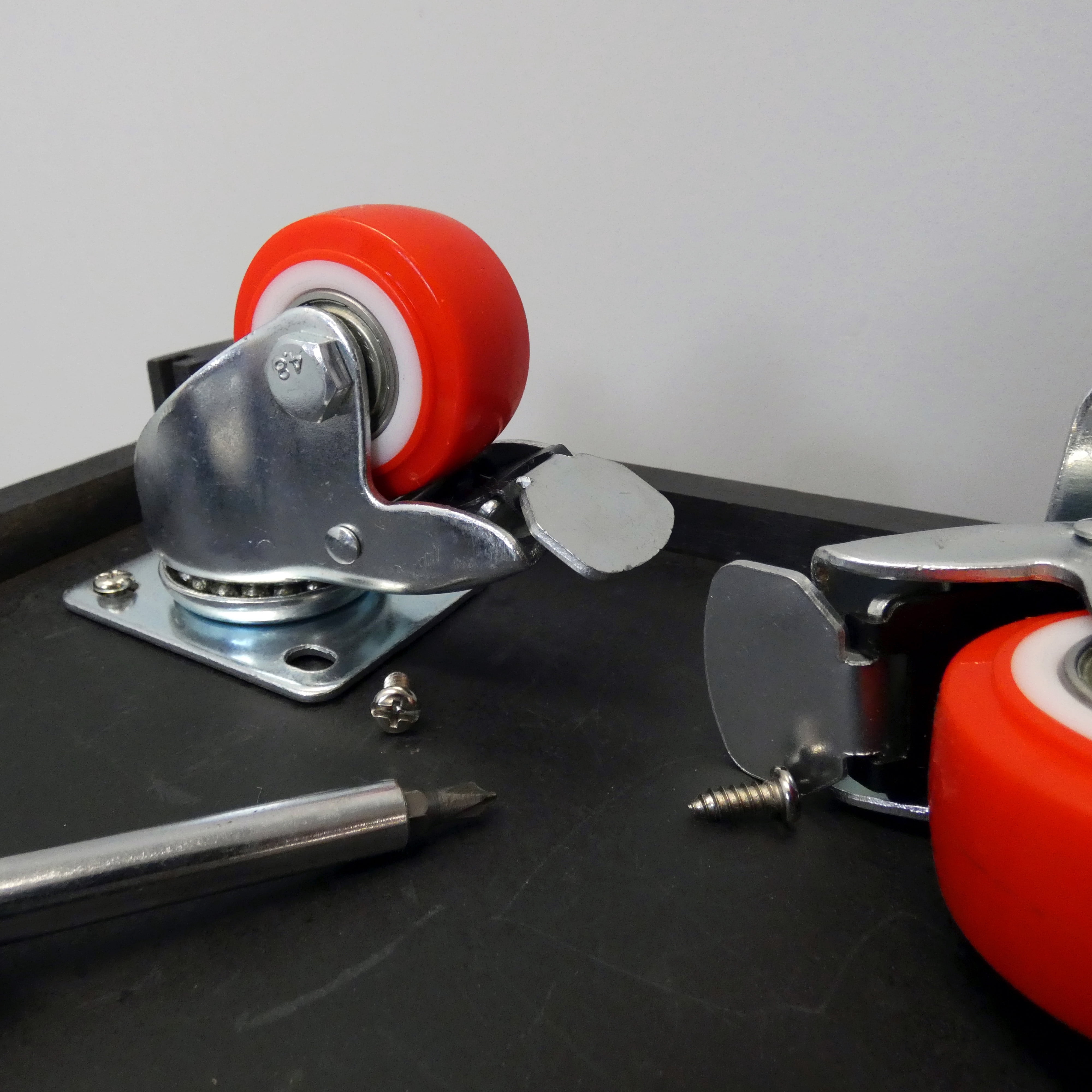 Super Sliders 2 inch Red Polyurethane Locking Caster, 110-lb Load Capacity.   360 Degree Swivel.   1 each