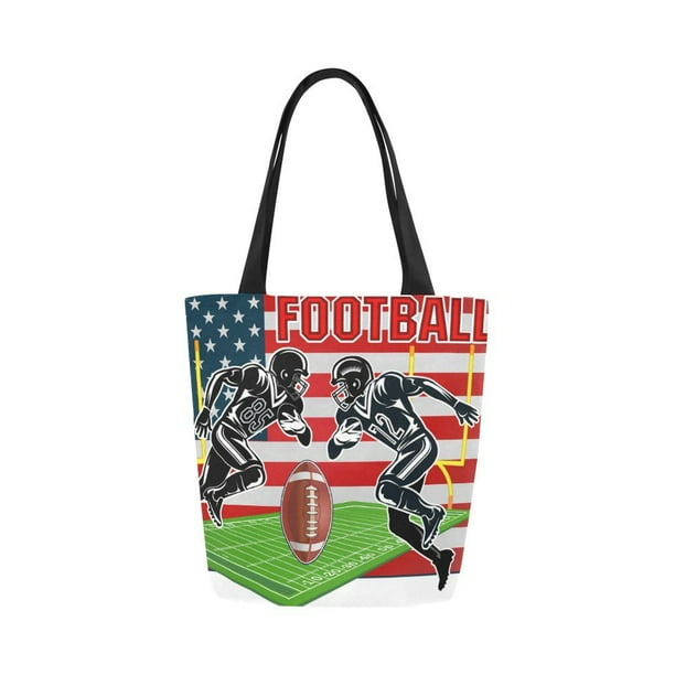 HATIART American football Canvas Tote Bag Reusable Collapsible Durable