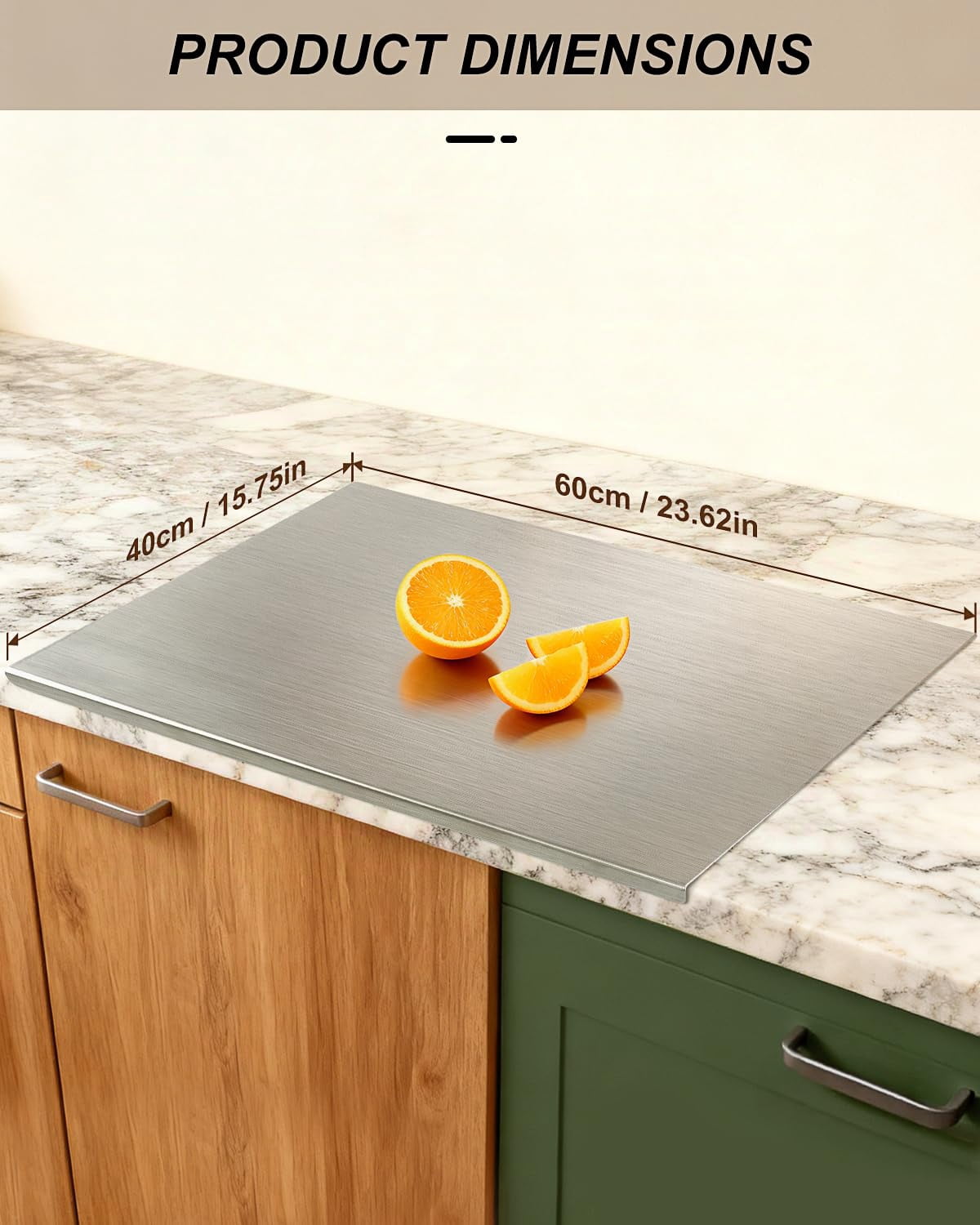 304 Stainless Steel Cutting Board for Kitchen- Large L-Shaped Bread Board,Double-Sided Chopping Board for Baking,Non Adhesive Bread Cutting Board