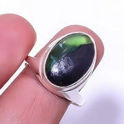 ZAM GEMS Nephrite Jade - Canada Gemstone 925 Silver Plated Handmade Ring 9.5 T98 A380, Valentine's Day Gift, Birthday Gift, Beautiful Jewelry For Woman & Girls