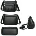 thumbnail image 2 of Yucurem Women PU Shoulder Bag Multi-pocket Mother Solid Crossbody Handbag (Black), 2 of 9