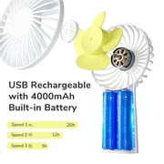 JISULIFE Handheld Portable Fan [20H Max Cooling Time] Mini Hand Fan, 4000mAh USB Rechargeable Personal Fan, Battery Operated Small Fan with 3 Speeds for Travel/Commute/Makeup/Office-White