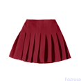 thumbnail image 2 of Fozruso Girls Pleated Uniform Skirts Basic A-Line Mini Skirts with Built-in Shorts for Toddlers and Kids School Casual Wear(Red), 2 of 7