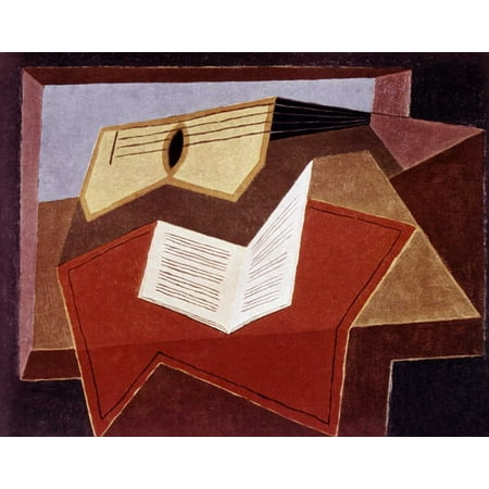 22 Inch Grid - Guitar With Sheet of Music Stretched Canvas - Juan Gris (22 x 28)