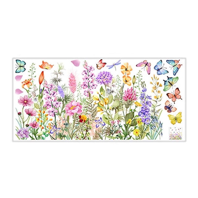 Wall Decorations for Living Room Colorful Flowers Electrostatic Stickers 30X60Cm