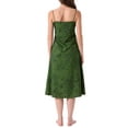 thumbnail image 3 of INSPIRE CHIC Womens Nightgown Satin Floral Jacquard Spaghetti Strap Sleeveless V Neck Long Midi Full Slip Sleepwear XS Green Flower, 3 of 6