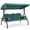 Green, variant on HOMREST 3 Seat Outdoor Porch Swing with Adjustable Canopy, Convertible Patio Swing Bed with Stand, Patio Glider Swing with Upgraded Cup Holder, Thicken Cushions & Pillow for Backyard(Green)