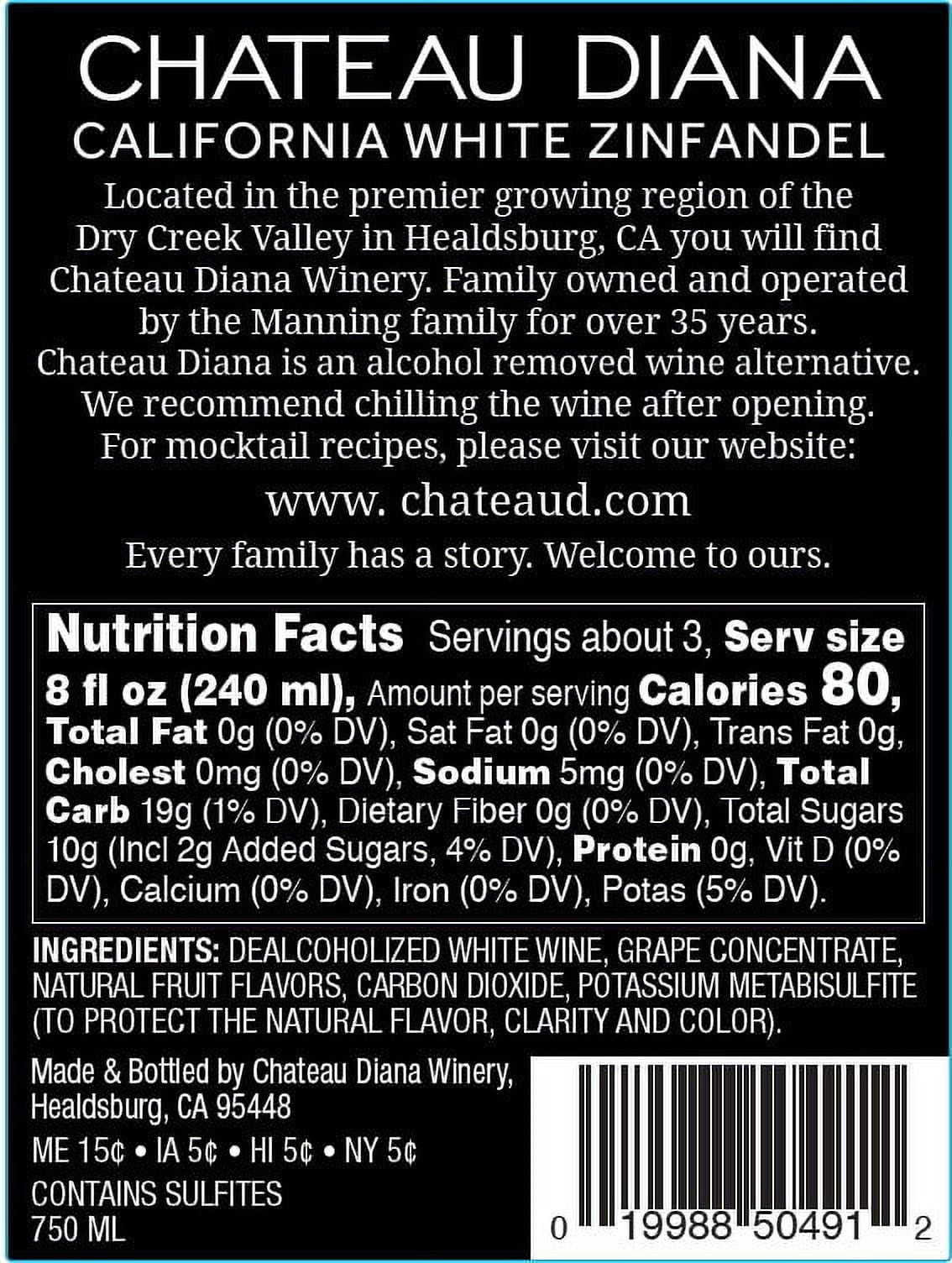 Chateau Diana Zero Alcohol California White Zinfandel