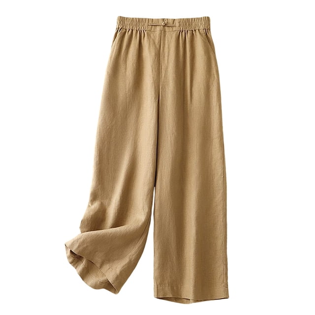 Trousers High Waisted Nine - Point Loose Inset Hot Pants - Women's Casual Pants, Polyester Blend, Spring - Autumn Wear, Sizes