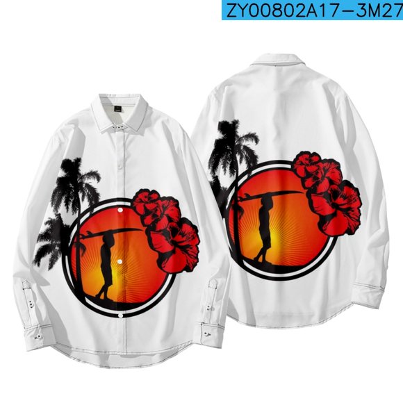 2022 Nouveau original Sans Risque Impression 3D Respirant Grande Chemise à Manches Longues pour Hommes Haut à Manches Longues Frais Plage