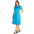 thumbnail image 2 of Women’s Plus Size Short Sleeve Midi Skater Dress With Pockets, 2 of 3