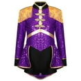 thumbnail image 3 of TiaoBug Kids Girls Circus Ringmaster Cosplay Jumpsuit Sequins Tassel Lion Tamer Stage Performance Costume Purple 8, 3 of 7