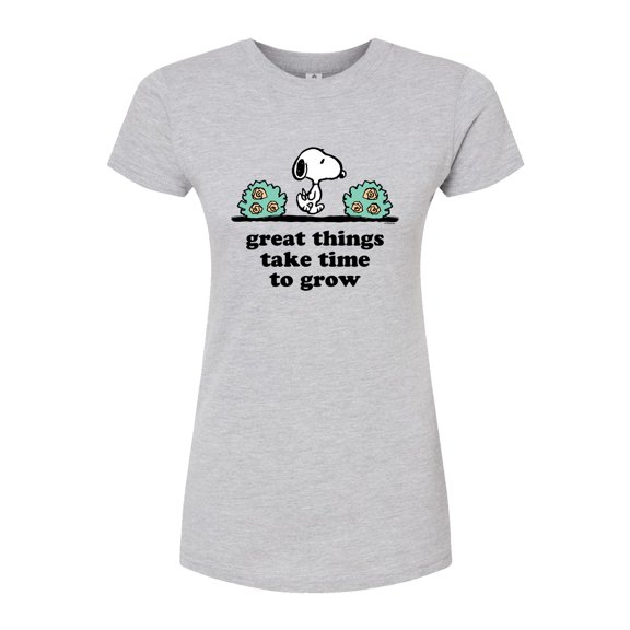 Peanuts - Great Things Take Time To Grow - Juniors Fitted Graphic T-Shirt