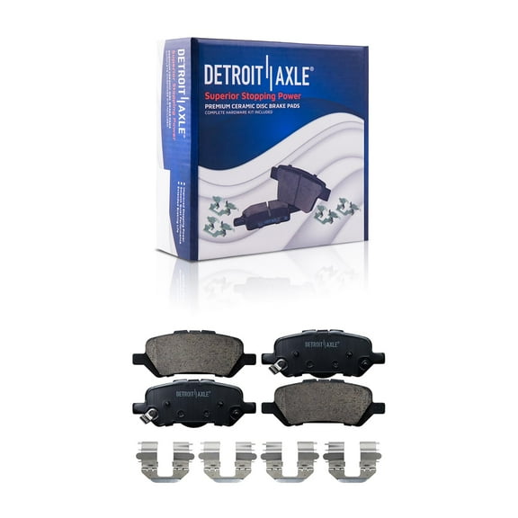Detroit Axle - Rear Ceramic Brake Pads with Hardware Set Replacement for 2009 2010 2011 2012 2013-2016 Toyota Venza - 2pc Set