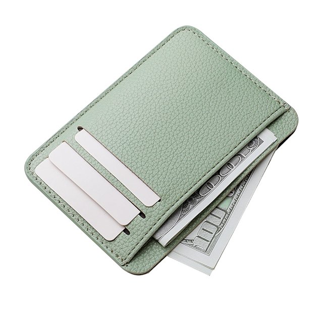 Cartera de bolsillo frontal de cuero minimalista con tarjetero de bloqueo delgado de 3 piezas para mujer