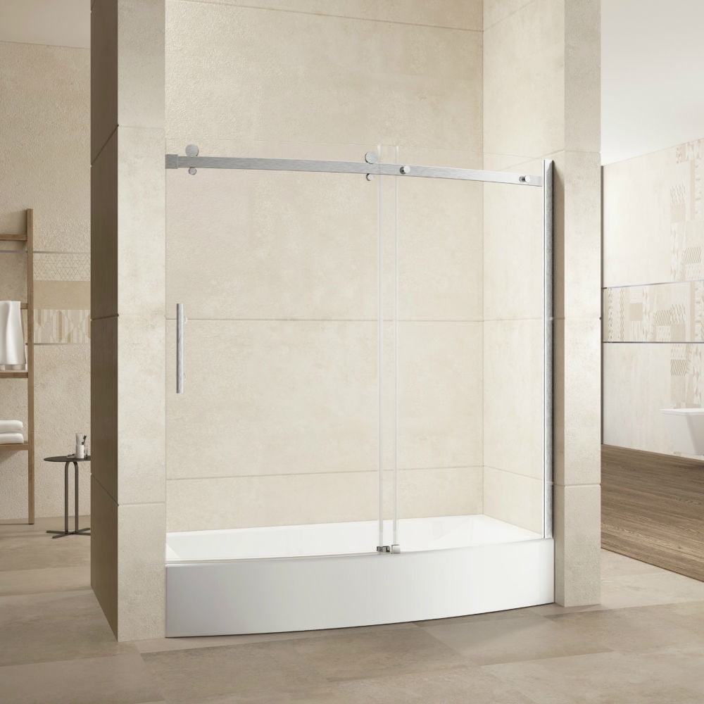 Topcobe 60 W X 58 Shower Doors, Curved Glass Bathtub Door
