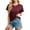 A-03 Burgundy, variant on Womens Short Sleeve Tops Round Neck Cross Hem Cropped Shirts Solid Basic Tee Work Tops Black, Large