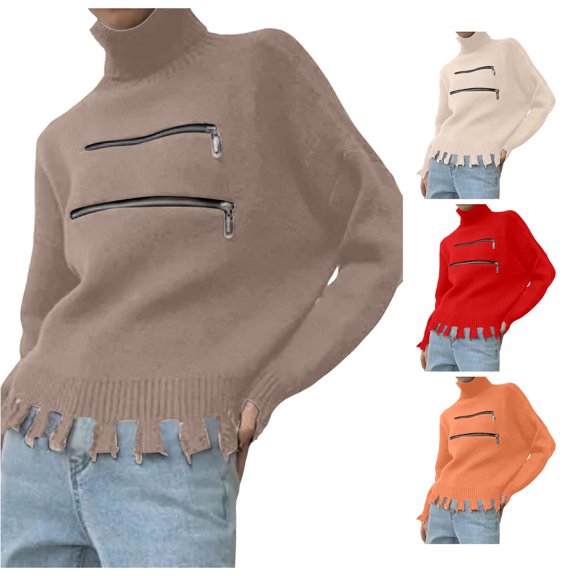 Yuhangmm Sweatshirts for Women Loose Fit Oversized Sweater Turtleneck Pullover Fall Fashion Outfit Winter Trendy Clothes with Soft Cozy Feel Khaki S