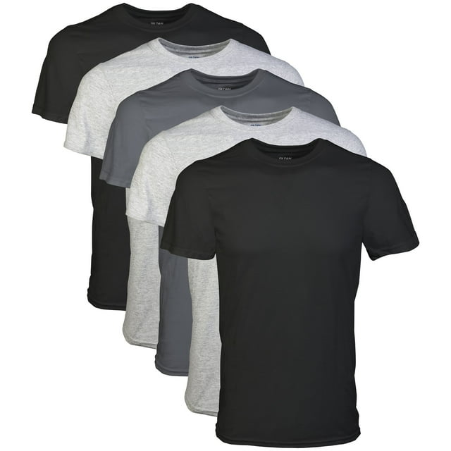 Camiseta Gildan Crew para hombre G1100 negro/gris deportivo/carbón XL