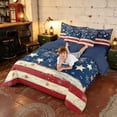 thumbnail image 4 of Manfei Vintage Firework Twin Bedding, Patriotic Star Stripes Bedding Comforter Set, Red White Blue, Navy Reversible 7 Pieces, 4 of 6