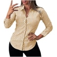 thumbnail image 5 of Luvrsol Button Up Shirt Women Collared Fitted Blouse Plaid Long Sleeved Top for Casual Layering and Travel S-2XL, 5 of 7