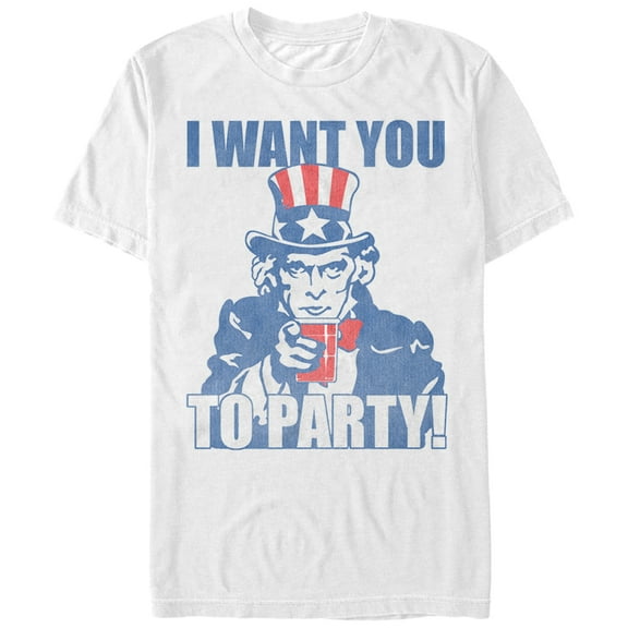 Men's Lost Gods Fourth of July Party Uncle Sam Graphic Tee White Small