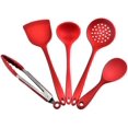 thumbnail image 1 of (Rouge) 5 Pcs Ensemble de Cuisine en Silicone Résistant à la Chaleur Antiadhésif Noir, 1 of 5