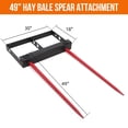thumbnail image 2 of AOILE 49" Red and Black Double Bale Spear – 4000 lbs Capacity, Quick Attach Spike Forks for Skid Steer Loader and Tractor, 2 of 7