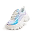 thumbnail image 3 of LUCKY STEP Chunky Sneakers for Women Fashion Platform White Leather Casual Dad Shoes,White Hologram, 3 of 5