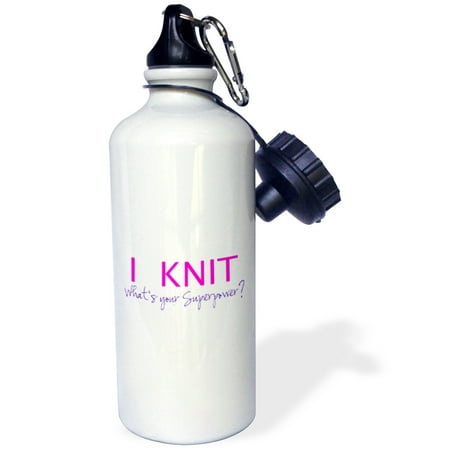

I Knit - Whats your superpower - fun gift for knitters - knitting love 21 oz Sports Water Bottle wb-194452-1