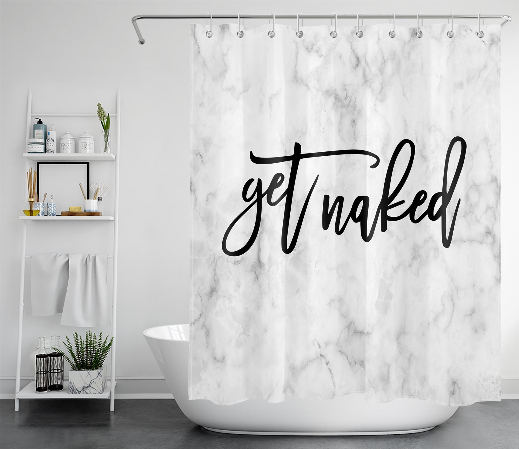 HVEST Get Naked Shower Curtains for Bathroom, Funny Quotes on Grey Marble  Backdrop Abstract Art Modern Farmhouse Shower Curtain Set with 12 Hooks,  Polyester Fabric Bath Accessories 72x78 Inch - Walmart.com