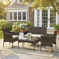 thumbnail image 2 of Outsunny 4 Pieces Wicker Patio Furniture Set with Loveseat 2 Chairs Beige, 2 of 10