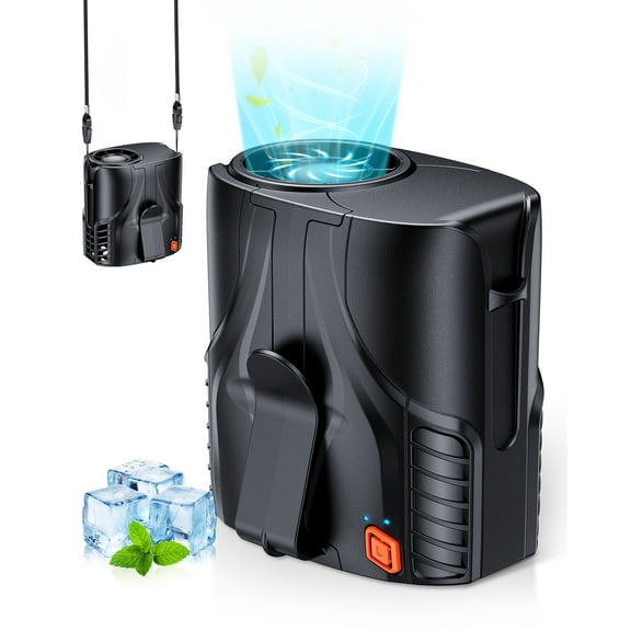 Portable Personal Waist Fan& Neck Fan, 14000RPM Brushless Motor, 40H Runtime Rechargeable, 6-Speed Quiet Operation, Clip-On Personal Body Cooling for Camping/Worksites/Outdoor