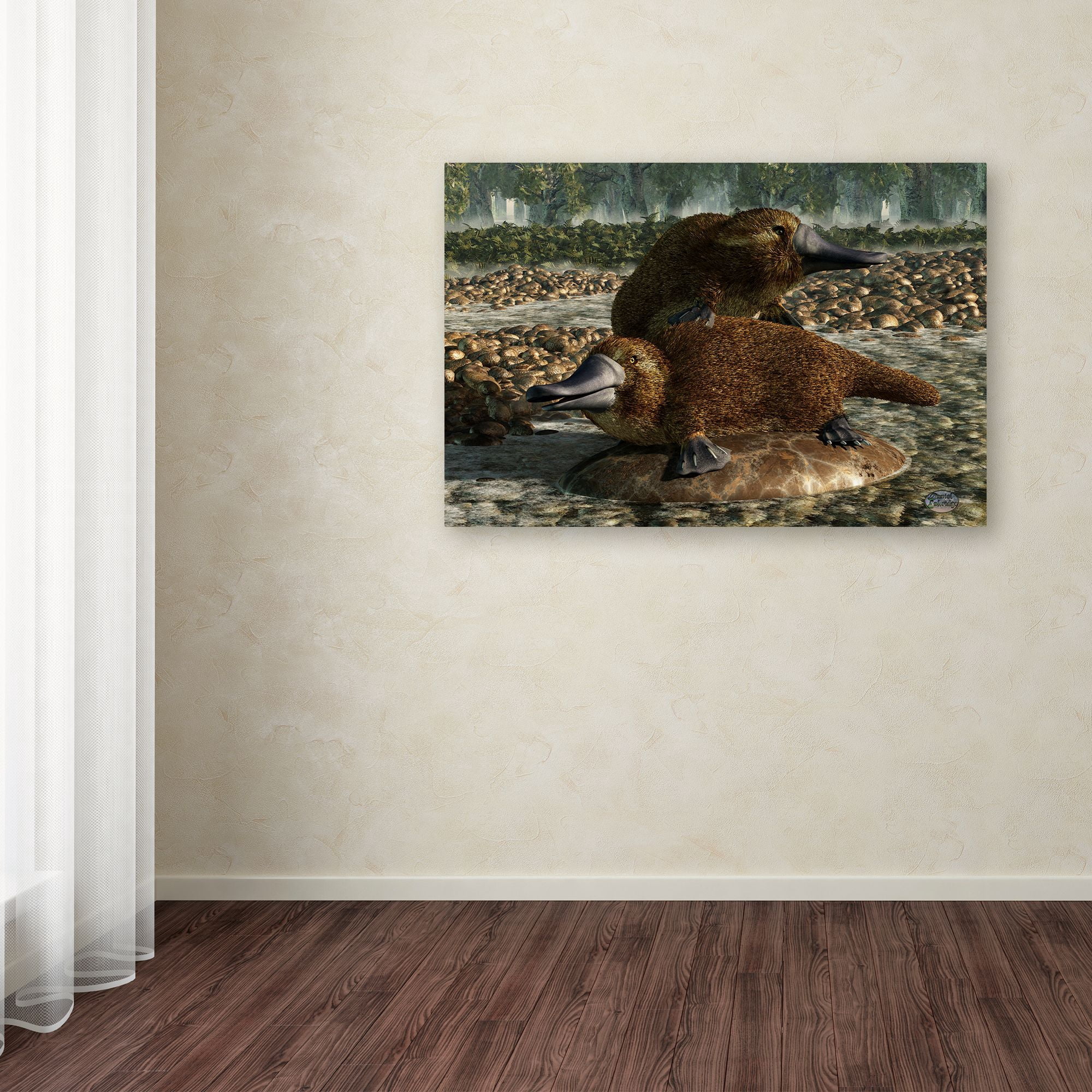 Trademark Fine Art 'Platypuses' Canvas Art by Daniel Eskridge