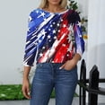 thumbnail image 4 of Iaqnaocc 4th Of July Shirts for Women 3/4 Length Sleeve Patriotic Crew Neck T Shirt Loose Fit American Flag Stars Spring Fall Freedom T Shirts for Women Vermilion 2XL, 4 of 4