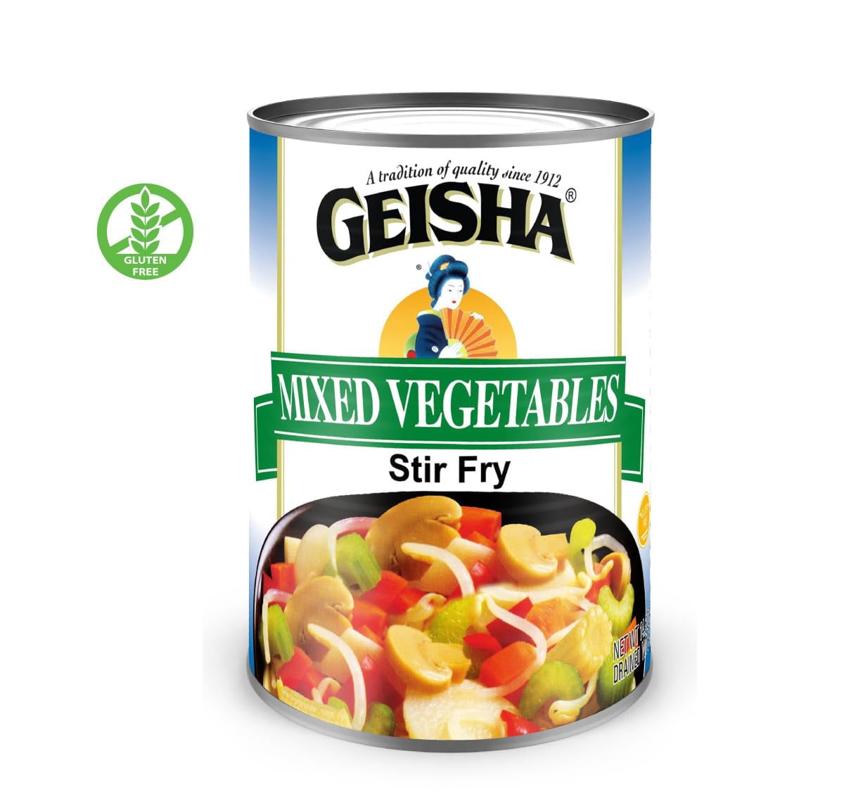 GEISHA Mixed Vegetables Stir Fry 14.5OZ. (Pack of 12), Mixed Vege | No Trans fat － Gluten Free－Less than 50 Calories per Container － Good Source of Fibers －Ready to Eat －Long Seller Item