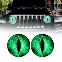 Beast Eyes Headlight Decals Pair, Eye Decals for Jeep Headlights, Round Headlight Decal, 3D Stereo Eyes Headlight Decal Stickers (Green)