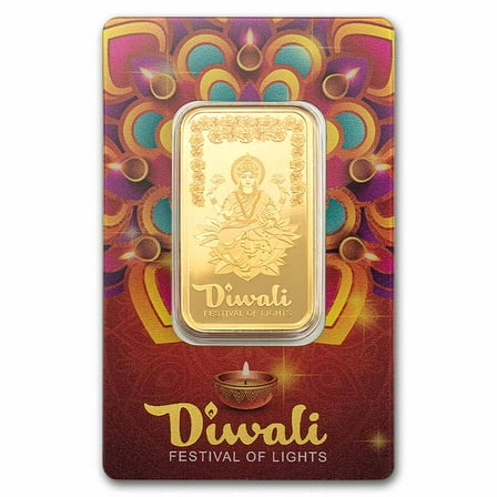 2025 1 oz Gold Bar - PAMP Suisse Diwali Lakshmi & Rangoli