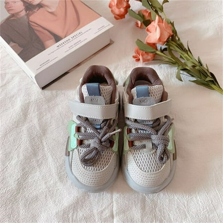 

DancePeanut Children Fashion Sneakers for 2-12 Years Boys Girls Breathable Sports Shoes Gray Pink Khaki Kids Casual Shoes 26-36