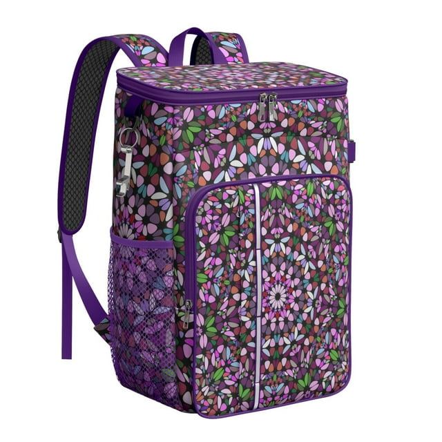 Psychedelic Trippy Style Cooler Backpack - 20L Leakproof Insulated Backpack with Abstract Geometric Pattern for Beach & Outdoor