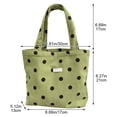 thumbnail image 2 of Hfppkn Polka Dot Corduroy Lunch Handbag Reusable Small Tote Bag for Work Picnic 17x13x21cm Green, 2 of 7