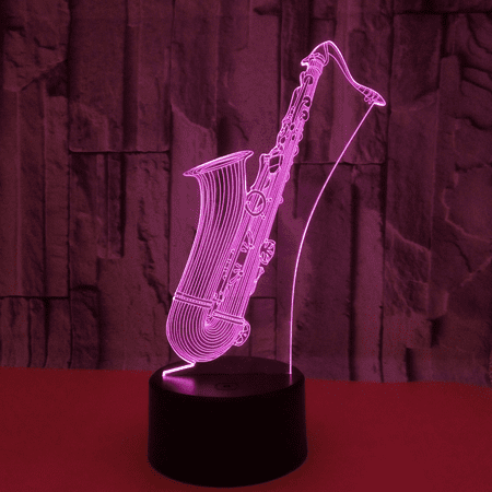 

JUSTUP 3D Lamp Illusion Night Light Dimmable 16 Color Changing Smart Touch Magic Saxophone Table Light Decoration for Music Lovers （Style 16）