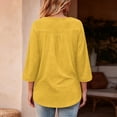 thumbnail image 4 of Qwertyu Womens Top 3/4 Sleeve T-shirts for Women Casual Crew Neck Three Quarter Length Sleeve Solid Fashion Loose Pullover Yellow 2XL, 4 of 7