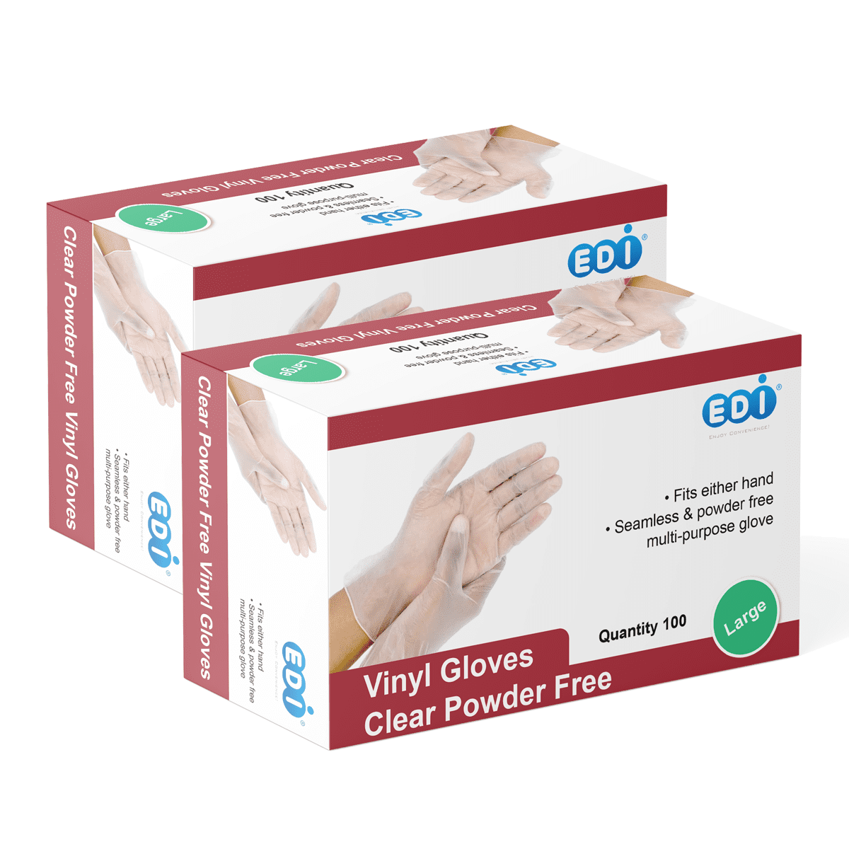 EDI Disposable Large Vinyl Gloves PowderFree, LatexFree 200