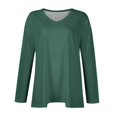 thumbnail image 4 of Fall T-Shirt for Women Womens Plus Size Tops Long Sleeve Shirts V Neck Casual Clothing Clothes Solid Color Tops, 4 of 6