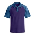 thumbnail image 5 of GrmtClth Mens Polo Shirts Casual Patchwork Denim Tops Colorblock Collared Golf Shirt Short Sleeve Comfy Workout Baseball Tee Royal Blue XXXL, 5 of 5