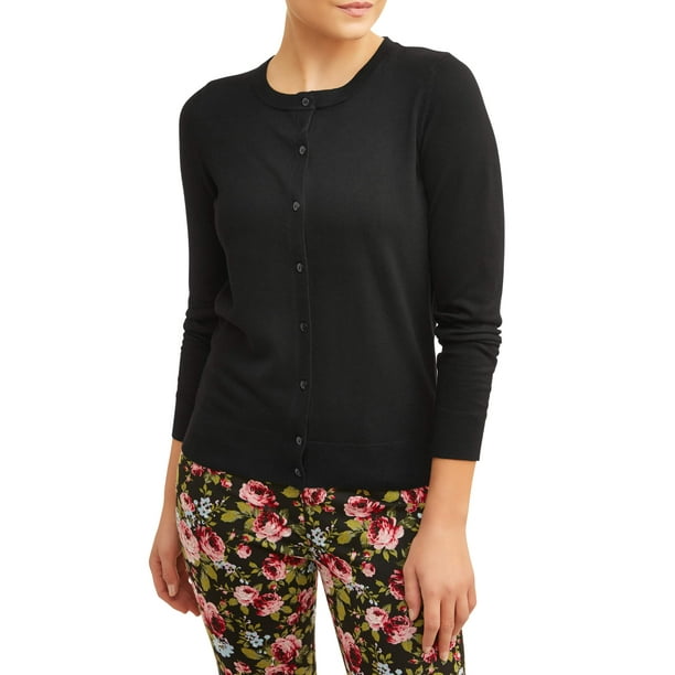 Time and Tru Women's Everyday Crew Neck Cardigan Time and Tru Women's Everyday Crew Neck Cardigan
