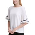 thumbnail image 1 of Blusa con volantes y cinta para mujer Calvin Klein Blanca Mediana Pull-over, 1 of 2