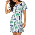 thumbnail image 2 of Pofeuu Dinosaur Print Women's Loose Fit Short Sleeve Nightgown, Comfortable Sleep Dress for Women, Casual Lounge Sleepwear, Soft Cotton Sleep Dress, 2 of 6