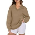 thumbnail image 1 of WEAIXIMIUNG Sweat à Capuche Zippé pour Femmes Léger Pull Uni Col en V Sans Capuche Manches Longues, 1 of 5
